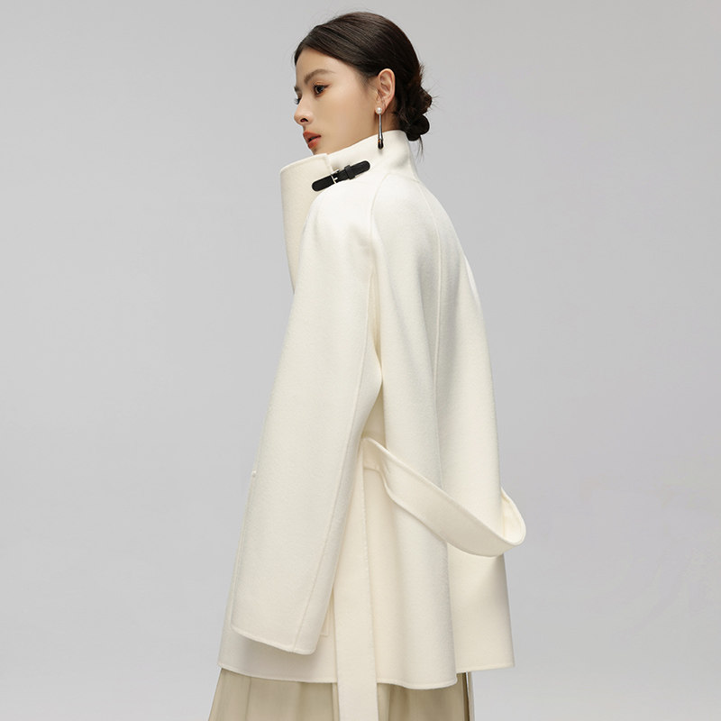 CHIIYEAR池也 白色双面羊绒大衣女短款2025秋新款高级感羊毛外套,女装/女士精品,毛呢外套,淘宝优惠券,粉丝福利购,淘宝优惠卷