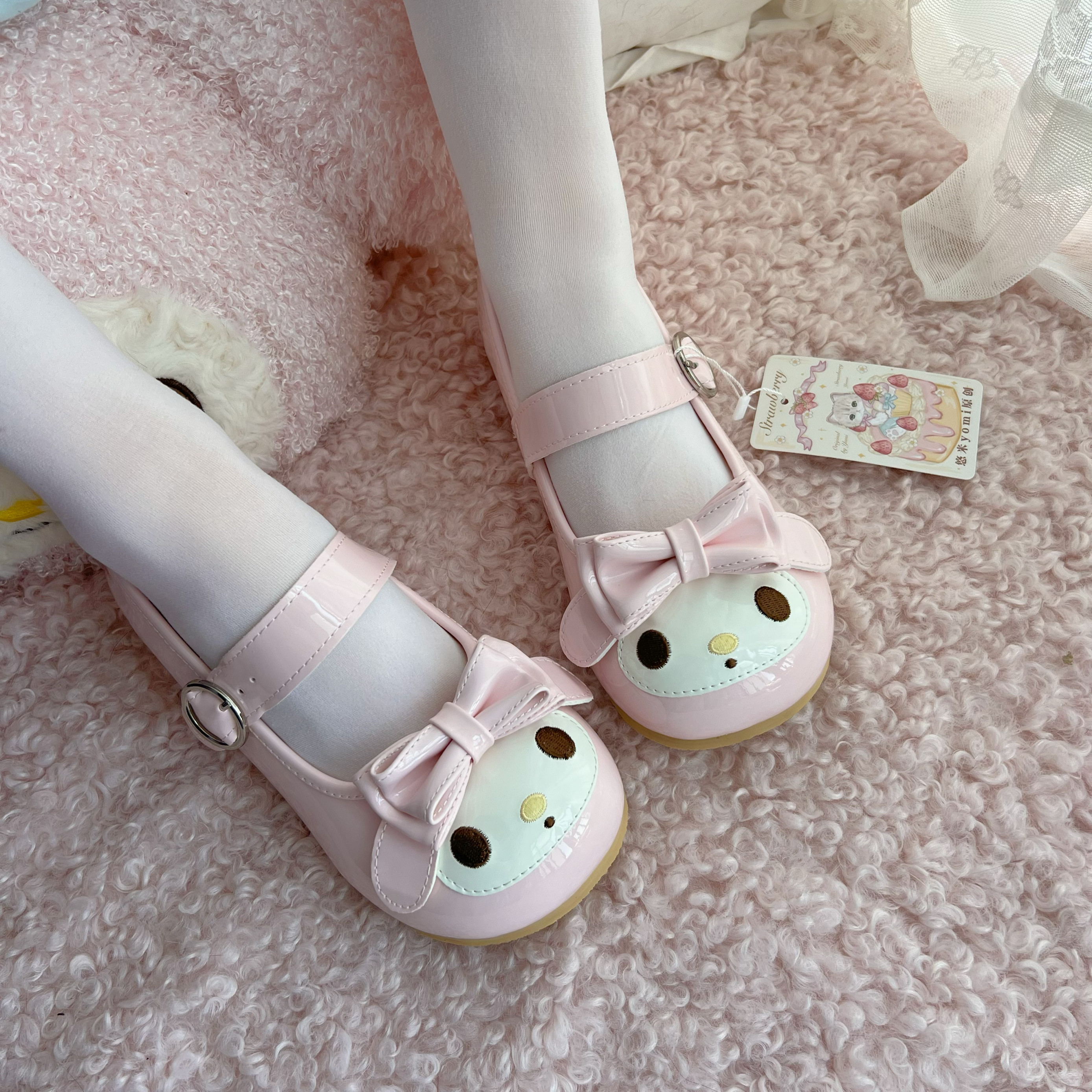 thumbnail for Yumi yomi original beauty pink Lolita shoes round toe low heel house lo shoes