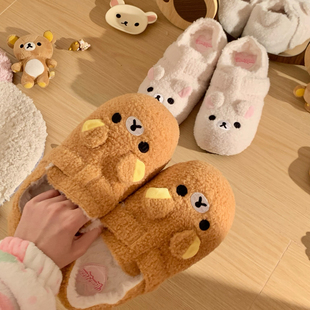悠米轻松小熊可爱毛绒秋冬宅系保暖加绒内增高lo勃肯鞋女lolita鞋