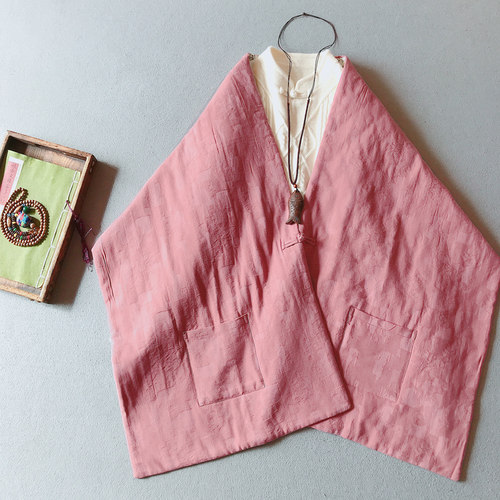 提花夹棉斗篷文艺外披复古盘扣