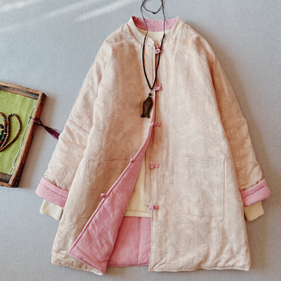 双面穿棉服国风新中式冬季女装纯棉花加棉加厚盘扣中长款棉衣棉袄