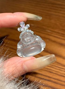 「三叶草佛公」天然水沫玉佛公吊坠项链女款s925银轻奢高级感送礼