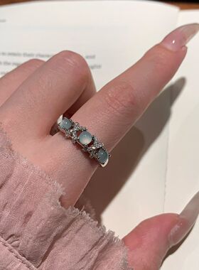 云沫！天然蓝水翡翠戒指