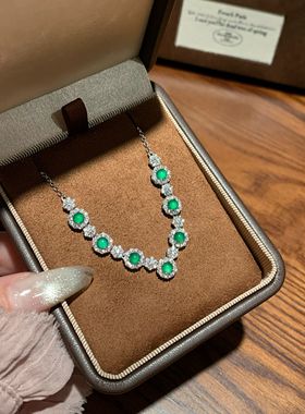 「凝翠星河」天然A货翡翠项链轻奢925银女款小众轻奢气质百搭送礼