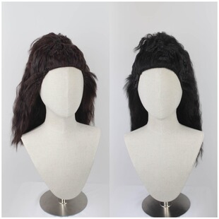 二次元Cosplay万用黑色蓬松卷发假发李逵COS水浒传古风男定制假毛