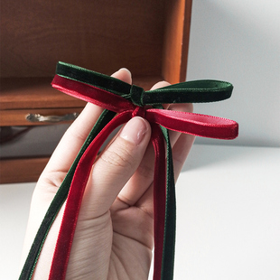 6毫米天鹅绒丝带圣诞树蝴蝶结装饰缎带手工diy礼盒装饰单面丝绒带