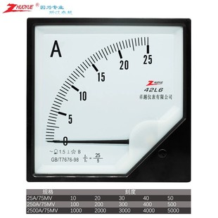 A指针交流电流表0 励磁机械表头 25A 2500A 开孔111mm 250A 42L6