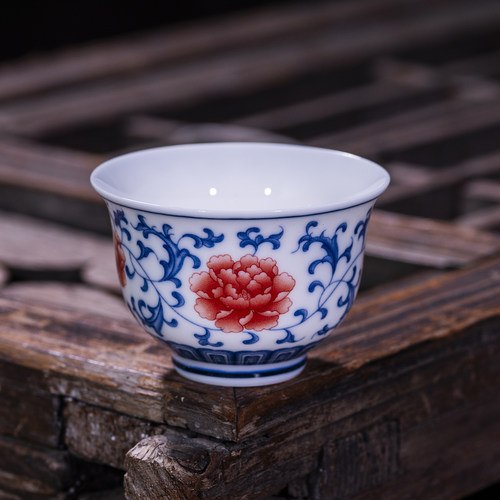 功夫茶杯陶瓷小号中号青花瓷釉下彩多款式景德镇中式薄胎青瓷60ml