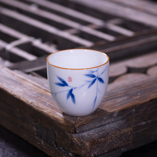 手工手绘小茶杯陶瓷品茗杯小号功夫茶杯主人杯青花瓷高白瓷景德镇