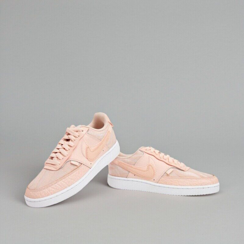 Nike Court Vision荔枝皮双勾防滑低帮板鞋女款青春少女风浅粉色