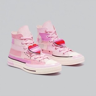 Converse米莉联名1970s拼接高帮帆布鞋个性休闲爱心扣男女款粉色