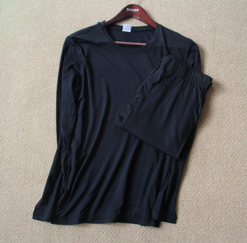 JAPANESE SINGLE MENS ROUND NECK THERMAL SUIT HEATING TOP HEATING PANTS THIN HEATING FIBER TOP PANTS