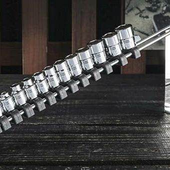 日本NEPROS1/4六角套筒适合小飞扳手6.3MM带金属支架12件NTB212A