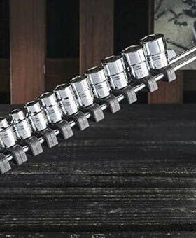 日本NEPROS1/4六角套筒适合小飞扳手6.3MM带金属支架12件NTB212A