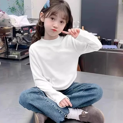 上衣纯色儿童德绒可外穿加厚打底衫男女孩秋衣保暖T恤a类校服内搭