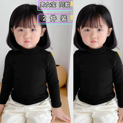 打底衫儿童男童半高领保暖内衣春秋a类加厚德绒内搭女童秋衣上衣