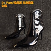37码 D：Fuse 迪芙斯品牌撤柜真皮女靴尖头气质欧美风瘦瘦短靴34码