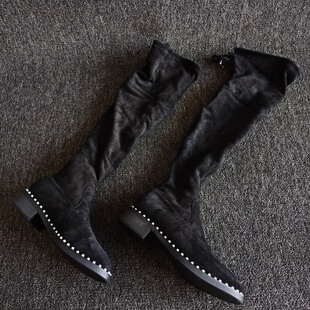 商场撤柜断码处理女靴时尚显瘦弹力靴加绒冬季保暖过膝长靴子40码