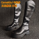 女靴后拉链高筒长靴松糕厚底37码 Cameido 卡美多品牌断码 骑士靴子