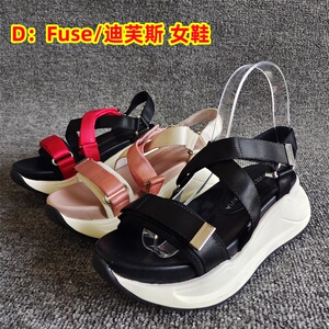 D：Fuse/迪芙斯正品断码新款女鞋休闲厚底魔术贴防滑运动凉鞋夏季