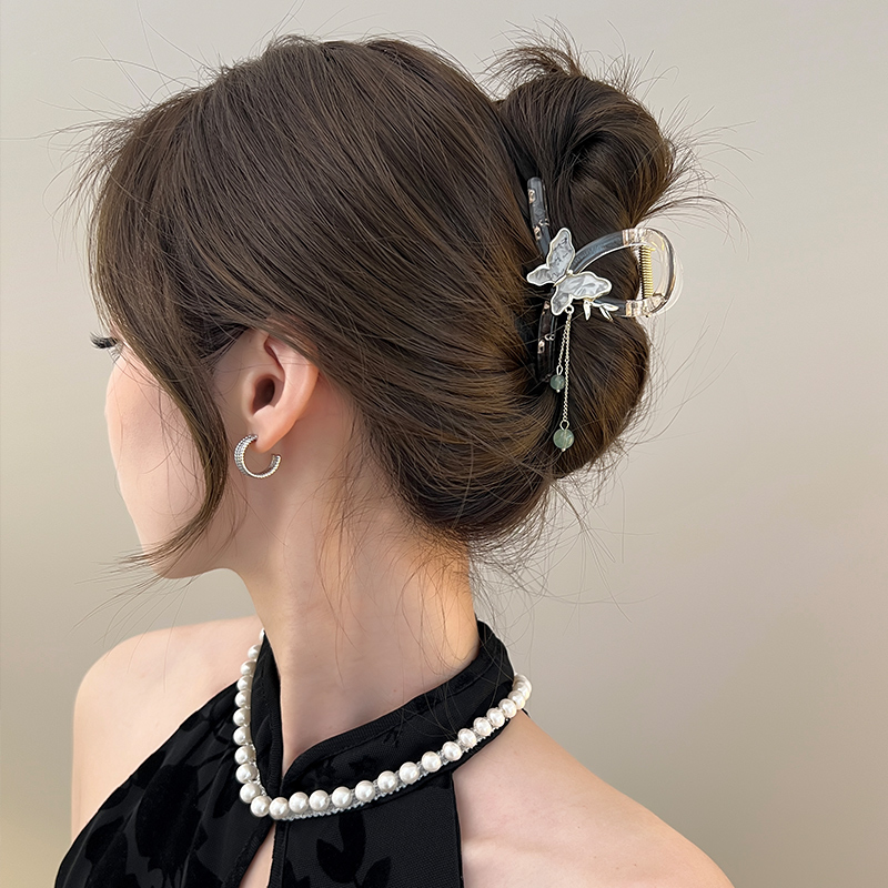 古风扇子流苏抓夹女新中式发夹