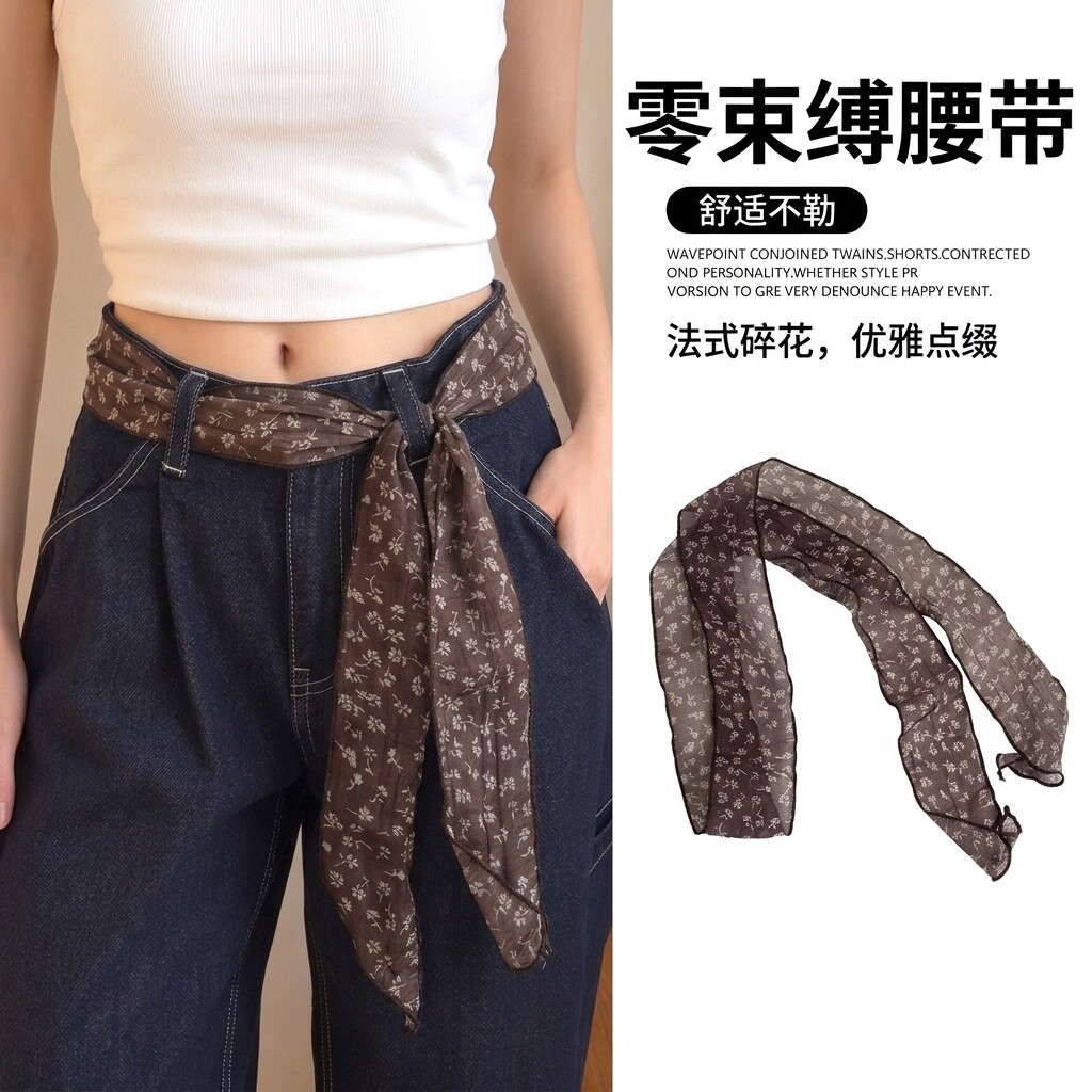 民族风复古牛仔腰果花丝巾女新款图片