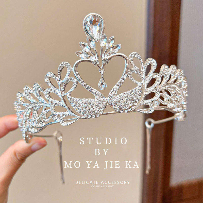 公主风水晶儿童发箍发夹舞台演出生日小女孩皇冠发饰女童发卡头饰