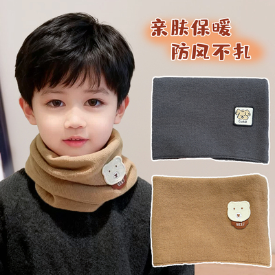 男童围巾秋冬季2025新款儿童挂耳护颈围脖纯棉女童防寒脖套三角巾