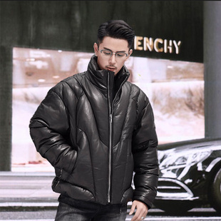 新款加厚真皮皮衣男山羊皮立领短款皮羽绒冬季超厚保暖大码羽绒服