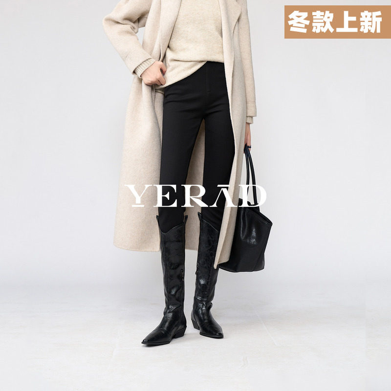 外穿弹力小脚打底裤女娅丽达女裤2025冬新款黑色铅笔裤休闲靴裤子