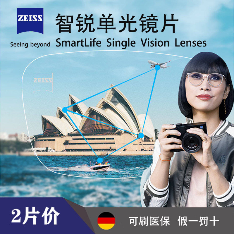 蔡司智锐1.5 1.6 1.67 1.74防蓝光plus变色铂金膜防卫版偏光镜片