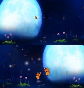 原来你也在这里 皎洁月光蝴蝶飞舞卡通动漫画面舞台LED背景视频