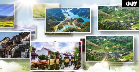 大气绿色小清新风格乡村农业科技旅游片头照片墙动画包装ae模板