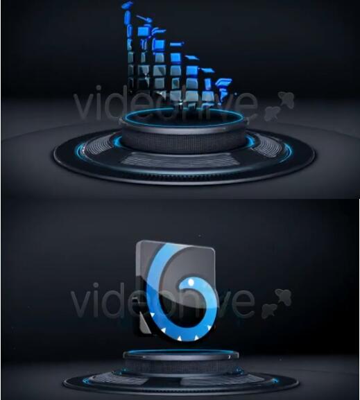 大气三维立体舞台上霓虹灯闪烁三维标志揭示logo开场片头尾AE模板