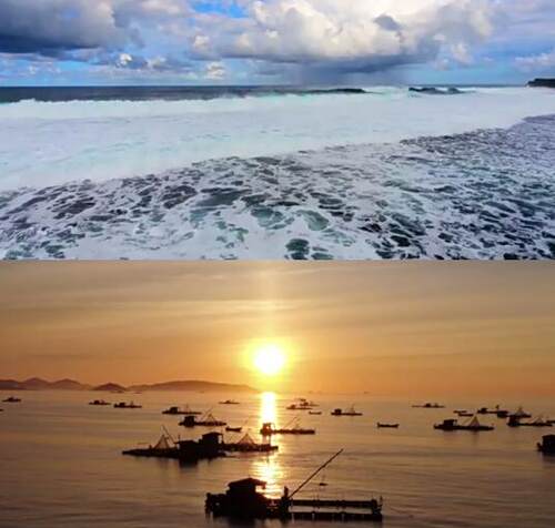 波涛汹涌海浪拍打渔船出海渔民捕鱼大海相关场景歌舞led背景视频