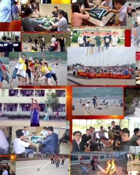 绚丽光线红色粒子背景员工照片墙工作纪实年会颁奖开场片头AE模板