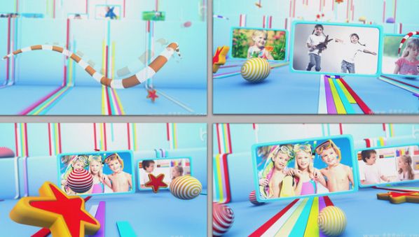 精致卡通风格儿童相关栏目包装片头童趣六一儿童节晚会开场AE模板