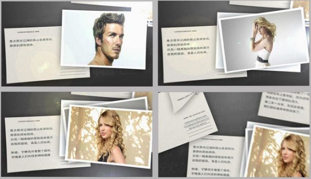 温馨怀旧节日祝福明信片样式照片散落图文段落祝福寄语展示ae模板