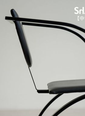 【中古现货】德国Cosinus黑色皮革工业风餐椅餐厅客厅办公氛围