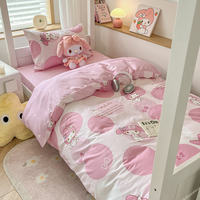 Violet all-cotton Sanrio small cartoon print three-piece set, pure cotton bed sheet, duvet cover and bedding four-piece set thumbnail 5