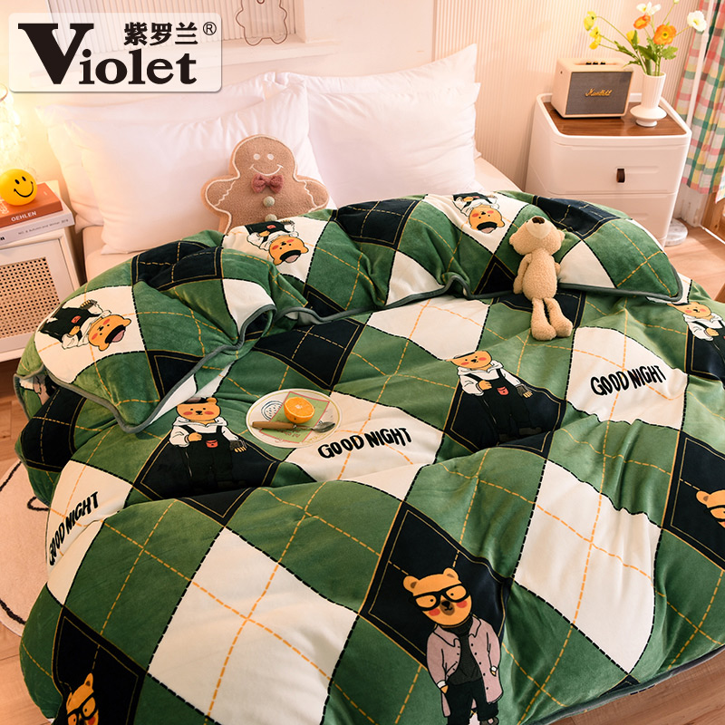 violet 250G milk Cartoon printing Quilt cover Coral Quilt cover student dormitory keep warm Levin Law Quilt coverin the Bedclothes , Quilt  category - from Buy2taobao.com to provide professional Taobao agent buy service