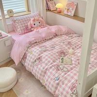Violet all-cotton Sanrio small cartoon print three-piece set, pure cotton bed sheet, duvet cover and bedding four-piece set thumbnail 2