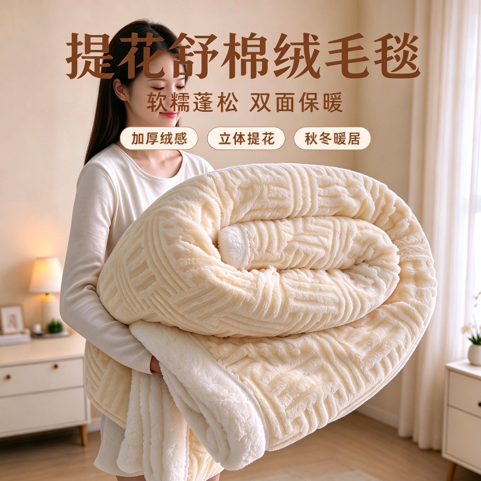 紫罗兰立体提花舒棉绒多功能毛毯加厚冬羊羔绒办公室午睡沙发盖毯