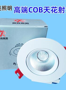爱亮照明led射灯天花灯聚光cob嵌入式调角度店铺服装店超亮牛眼灯
