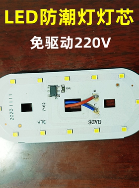 防潮灯LED灯芯12珠2835光源高压免驱动220V维修替防爆灯芯片白光