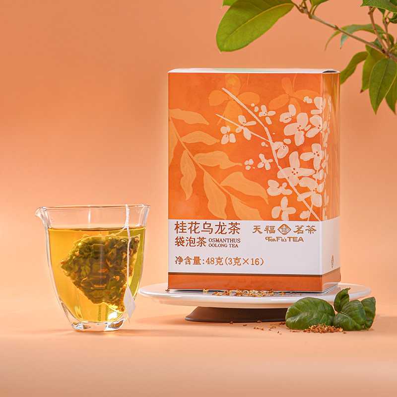 天福茗茶桂花乌龙茶袋泡茶 三角茶包茶叶花茶包小包装16包48g,茶,再加工茶/配方茶/调味茶,淘宝优惠券,粉丝福利购,淘宝优惠卷
