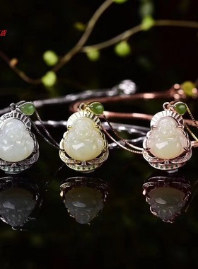 佛公项链镶钻证书玉吊坠