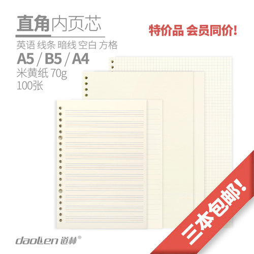 道林活页纸替芯100张b5英语a5