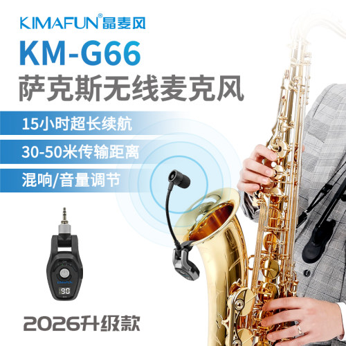 晶麦风G66萨克斯无线麦克风教学演出超长续航带混响拾音器一拖二