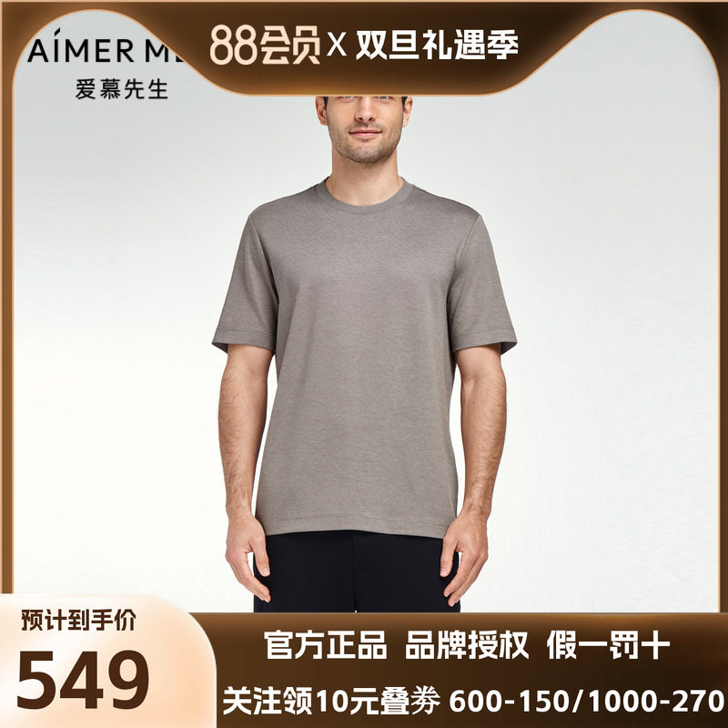 爱慕先生23AW先生暖搭-羊毛TEE男士圆领套头短袖NS81K231